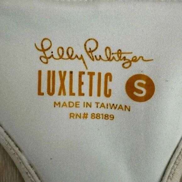Lilly Pulitzer Lindsay Luxletic Sports Bra Gold Foil SZ S #1985 - Picture 8 of 14